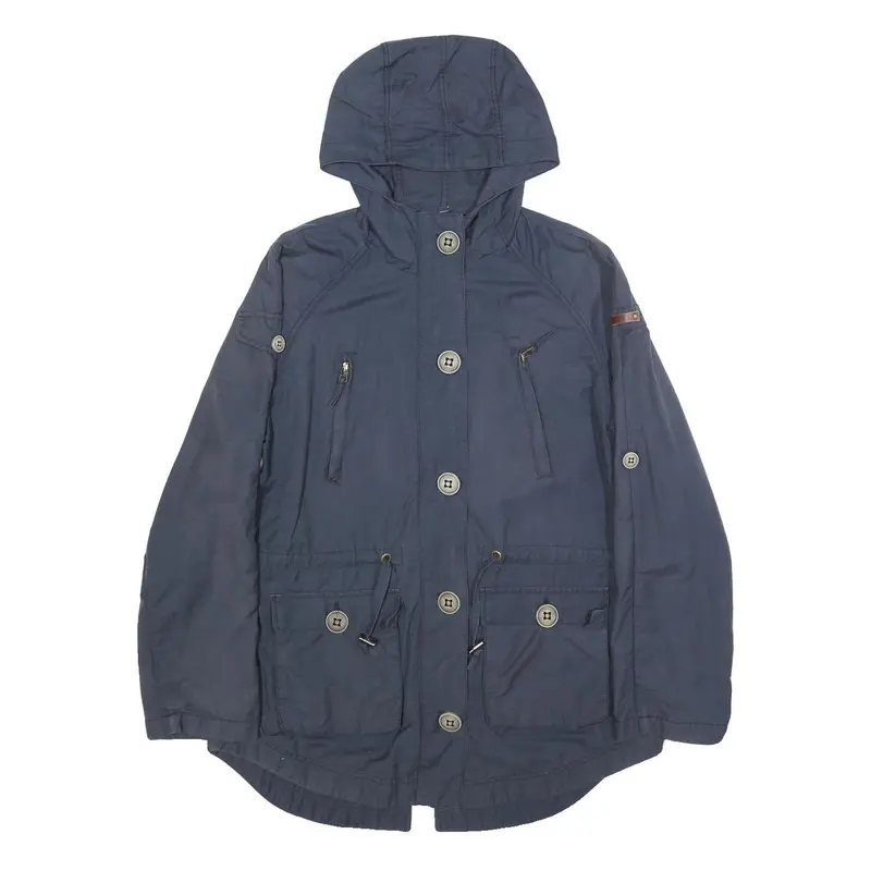Diesel Womens Blue Cotton Blend Hooded Button Jacket M Casual Functional 1