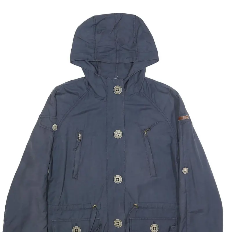 Diesel Womens Blue Cotton Blend Hooded Button Jacket M Casual Functional 2