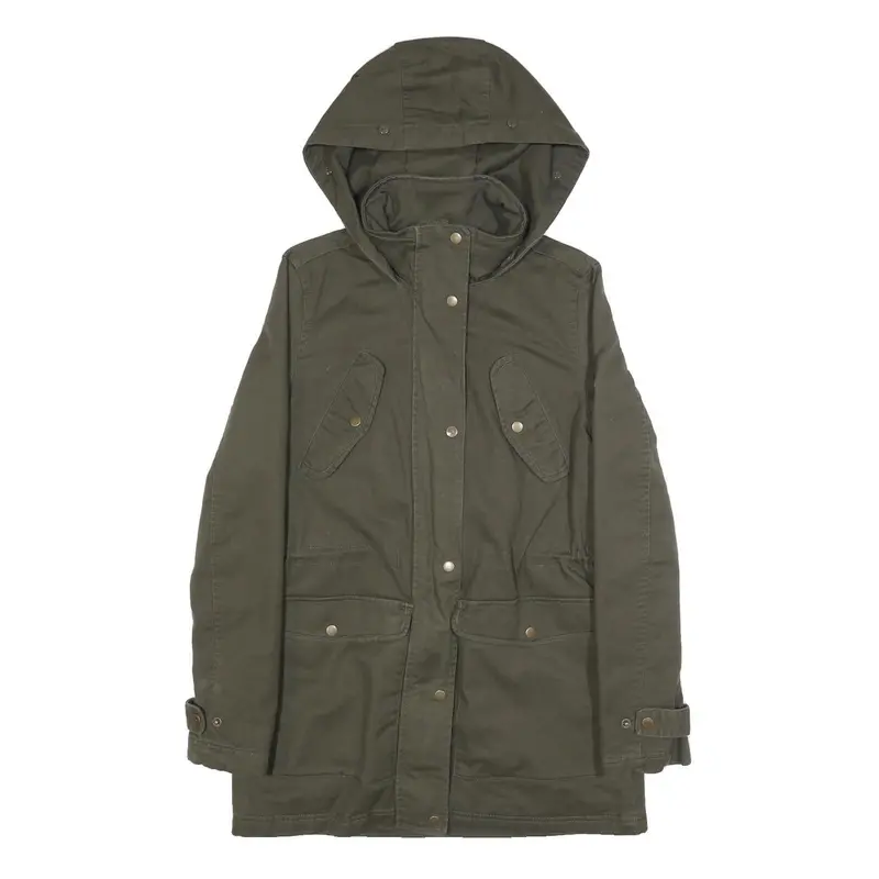 Diesel Womens Green Cotton Outdoor Jacket Xs Hooded Zip Pockets Casual 1