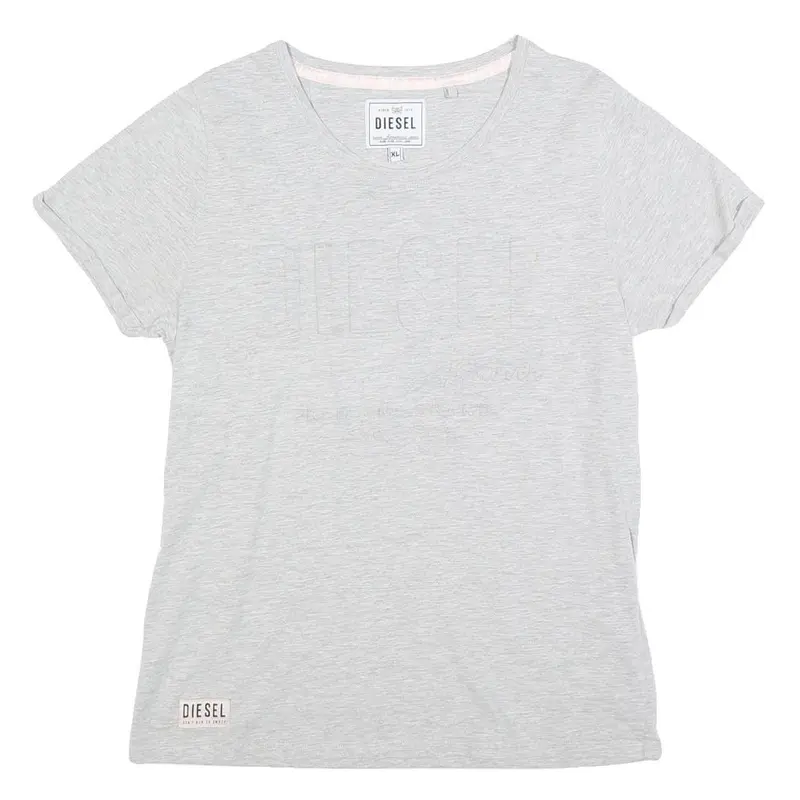 Diesel Womens Grey Xl Casual T-Shirt Short Sleeve Crew Neck Cotton Blend 1