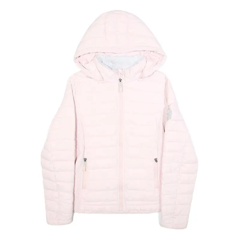 Diesel Womens Pink Quilt Jacket M Polyester Hooded Zip Casual Lightweight 1