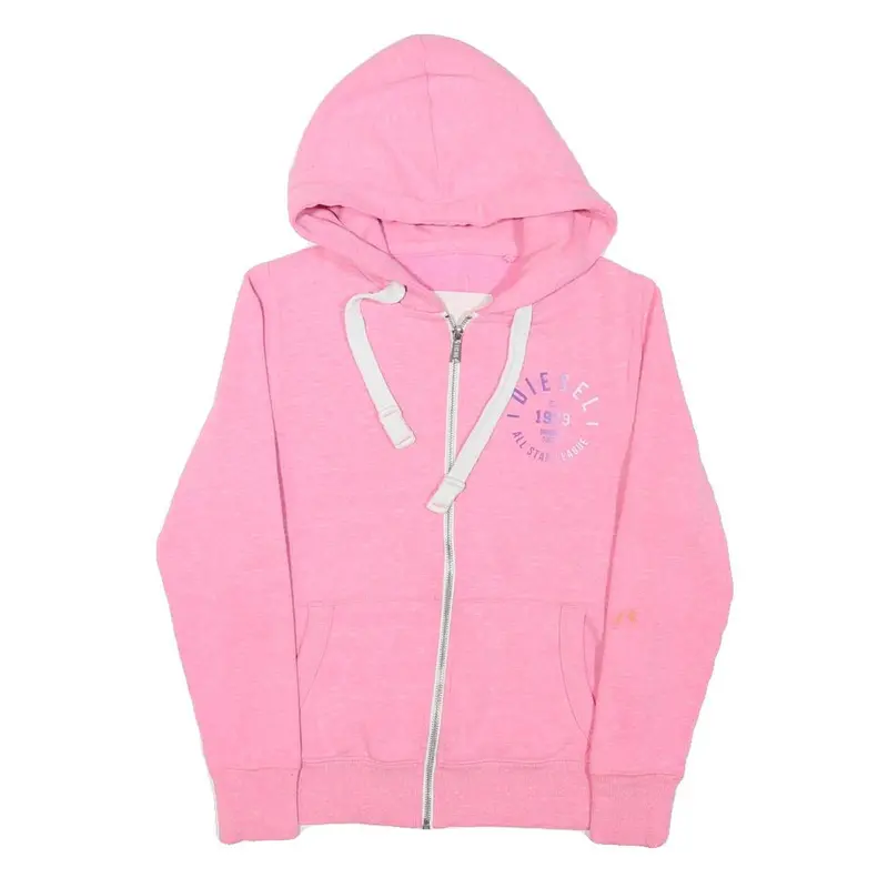Diesel Womens Pink Zip Hoodie Xs Cotton Blend Casual Sweatshirt 1