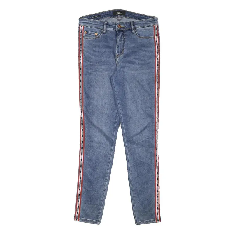 Diesel Womens Slim Blue Denim Slim Jeans W28 L28 Logo Tape Stripe 1