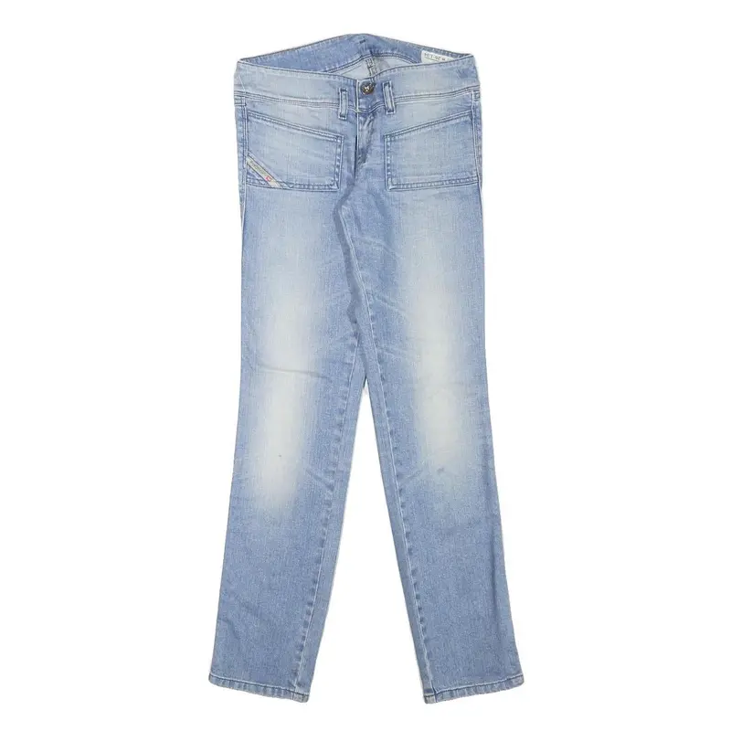 Diesel Womens Slim Light Blue Denim Regular Jeans W27 L29 Stud Detail Zip 1