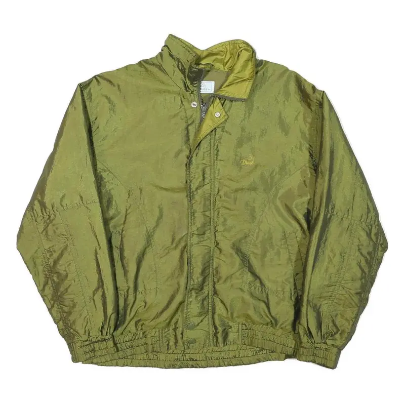 Dinos Mens Olive Green Zip Jacket M Polyester Blend Plain Lightweight Casual 1