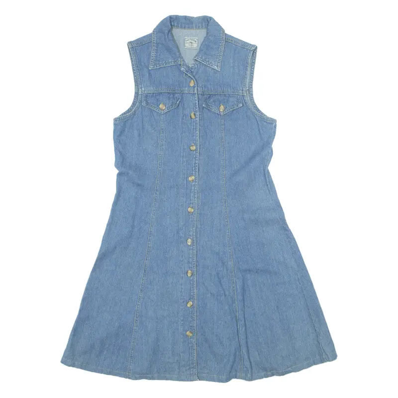 Direction Line Womens Tea Dress Blue 90S Sleeveless Midi M 1