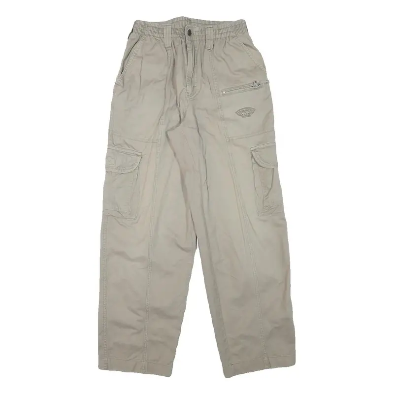 Discovery Mens Cotton Blend Beige Relaxed Cargo Trousers W24 L27 Zip Pocket 1