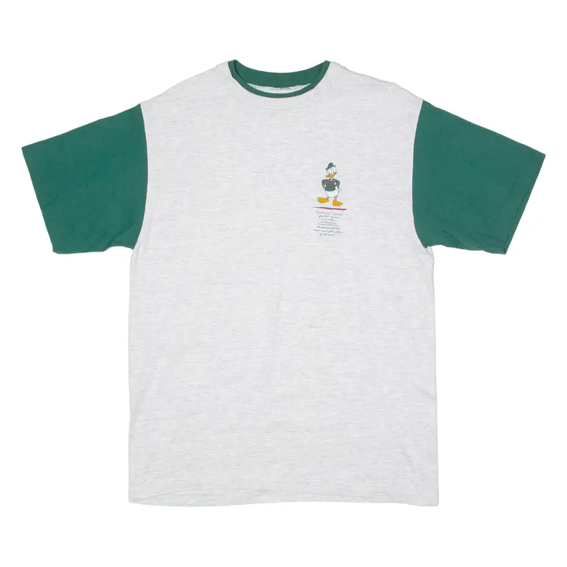 Disney Donald Duck Mens T-Shirt Grey 90S Crew Neck L 1
