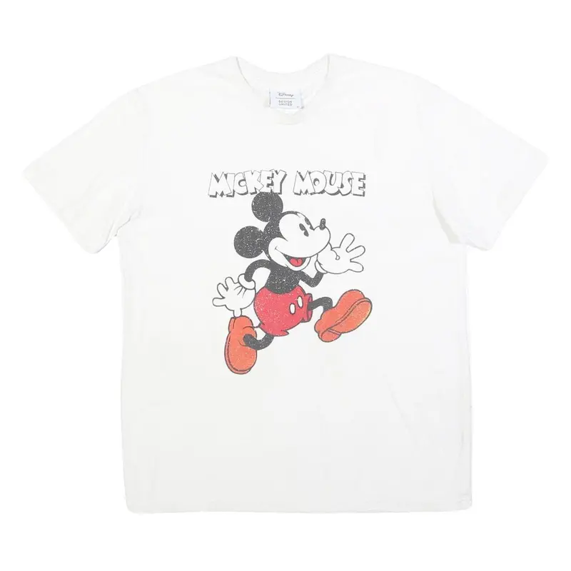 Disney Mens White Mickey Mouse Graphic T-Shirt M Short Sleeve Crew Neck 1