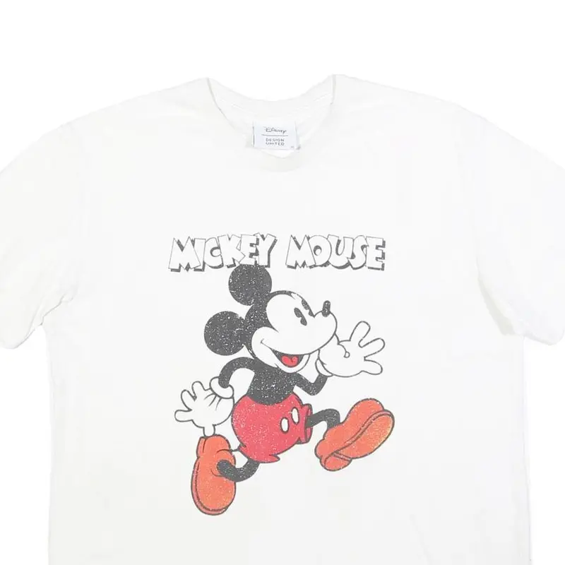 Disney Mens White Mickey Mouse Graphic T-Shirt M Short Sleeve Crew Neck 2