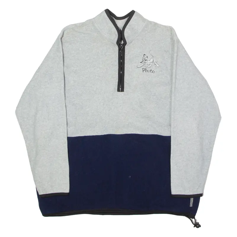 Disney Pluto 1/4 Zip Mens Fleece Jacket Grey 90S Colourblock Xl 1