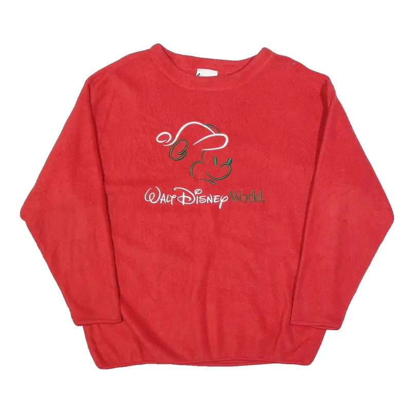 Disney Womens Red Patterned Crew Neck Basic Knit Jumper L Walt Disney World 1