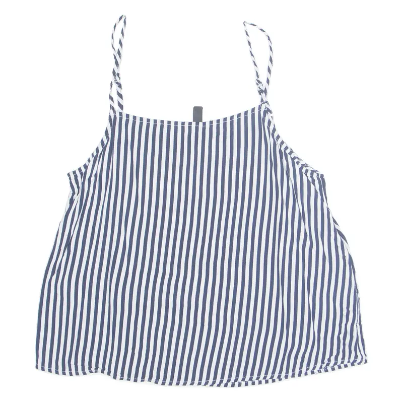 Divided H&M Womens Camisole Top Blue Sleeveless Viscose Striped M 1