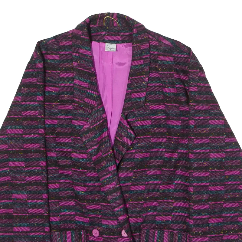 Divina Of Switzerland Womens Blazer Jacket Purple Knit Wool 90S Crazy Pattern Uk 10 2