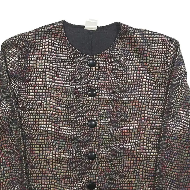 Divina Womens Brown Button Jacket S Polyester Blend Patterned Cropped Stylish 2