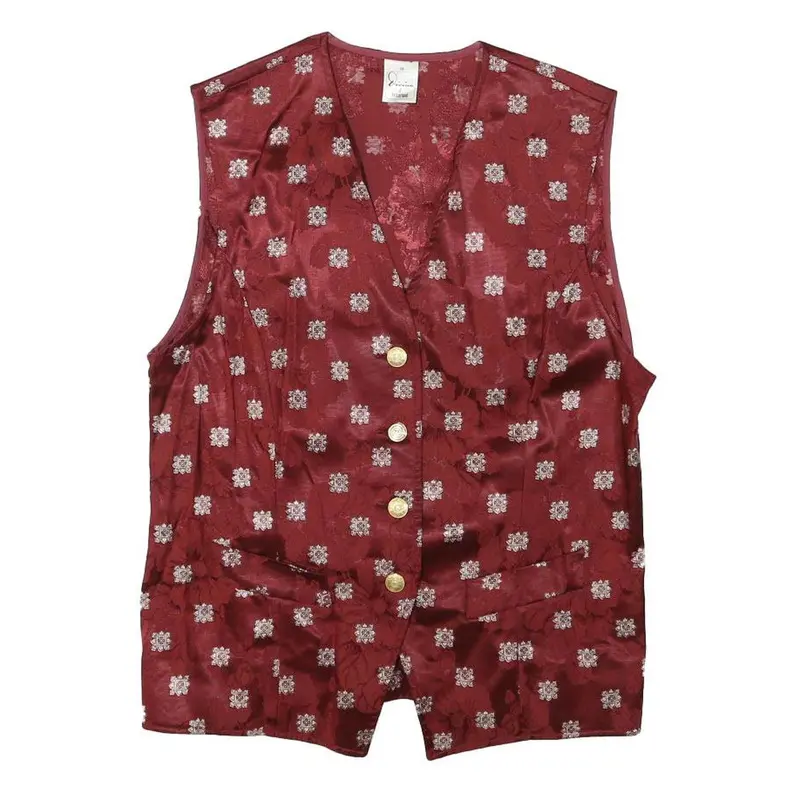 Divina Womens Red Button Jacquard Jacket Xs Viscose Blend Floral Print Elegant 1