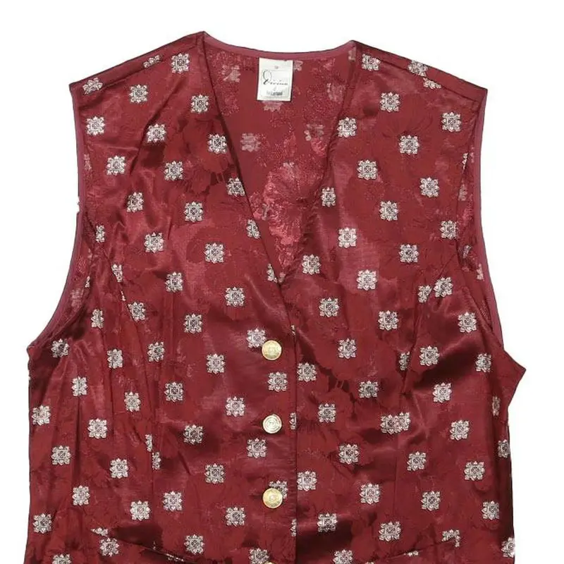 Divina Womens Red Button Jacquard Jacket Xs Viscose Blend Floral Print Elegant 2