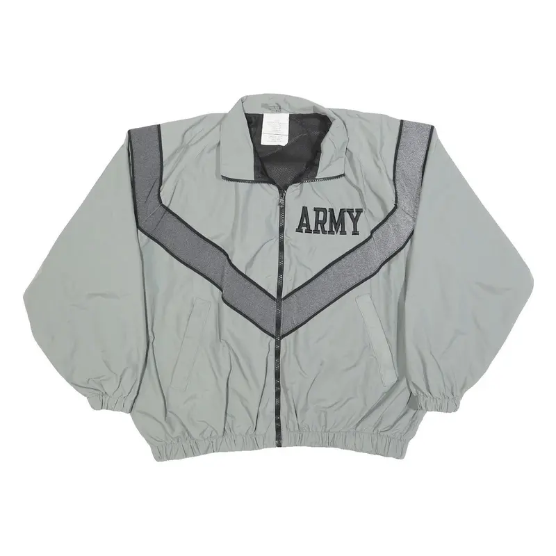 Dj Manufacturing Corp. Mens Grey & Black Army Zip Jacket Nylon Lightweight L 1