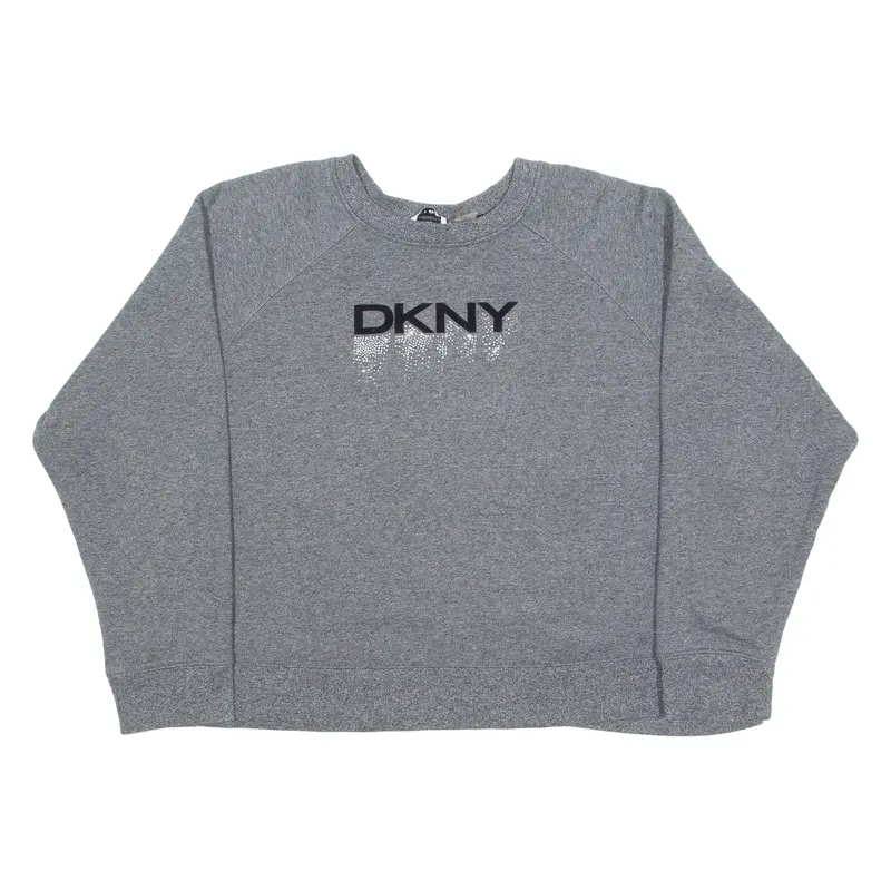 Dkny Cropped Womens Sweatshirt Grey Crew Neck M 1