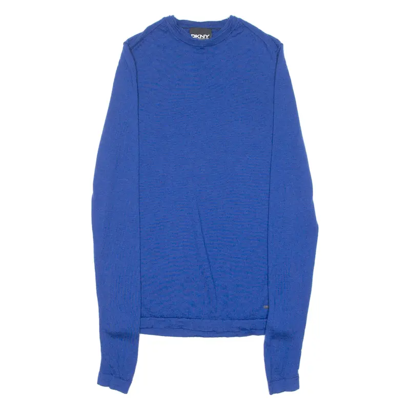 Dkny Lightweight Womens Jumper Blue Tight Knit Wool S 1