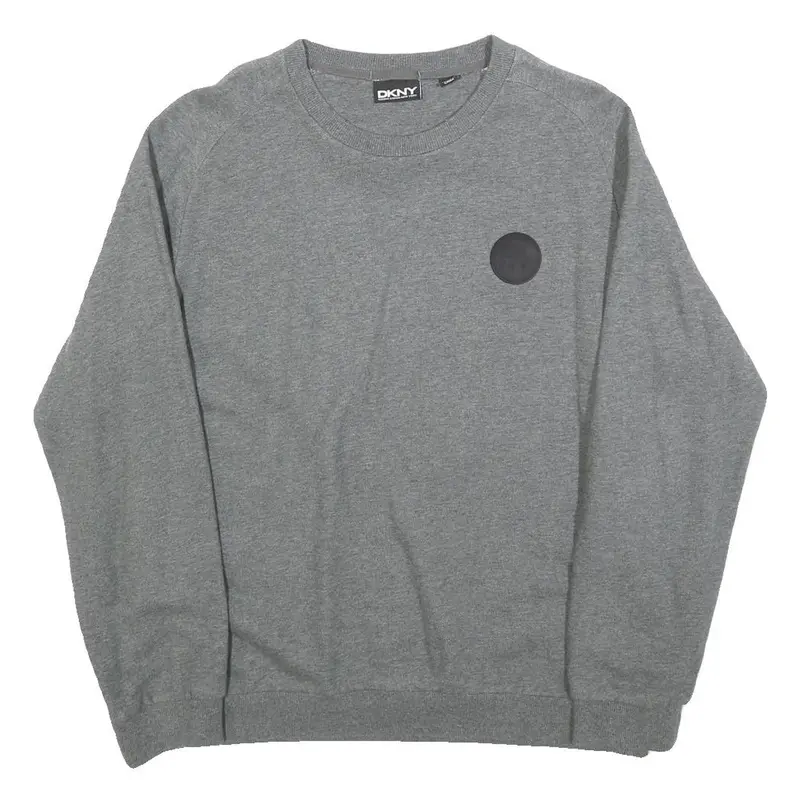 Dkny Mens Grey Cotton Blend Crew Neck Sweatshirt L Casual Pullover 1