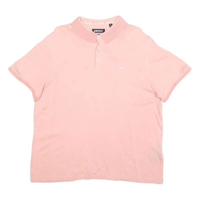 Dkny Mens Pink Polo Shirt Xl Cotton Blend Short Sleeve Basic Casual 1
