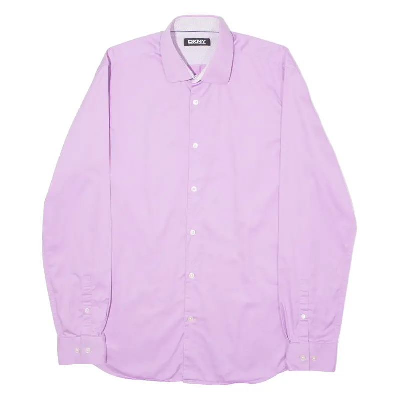 Dkny Mens Plain Shirt Pink Long Sleeve M 1