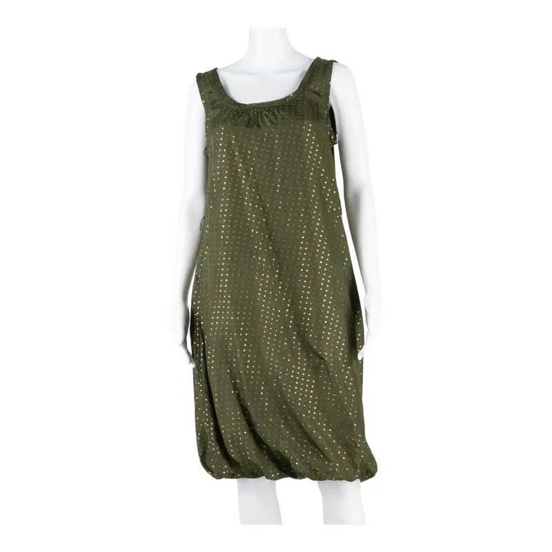 Dkny Pure Bubble Hem Womens Shift Dress Green Silk Spotted Knee Length S 1