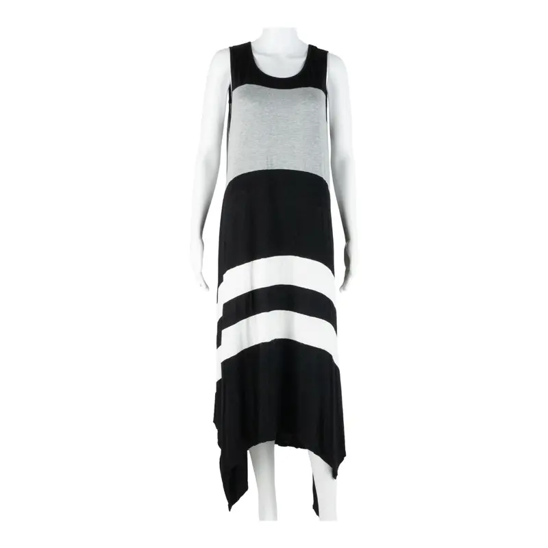 Dkny Side Slits Womens Shift Dress Black Striped Sleeveless Midi Xl 1