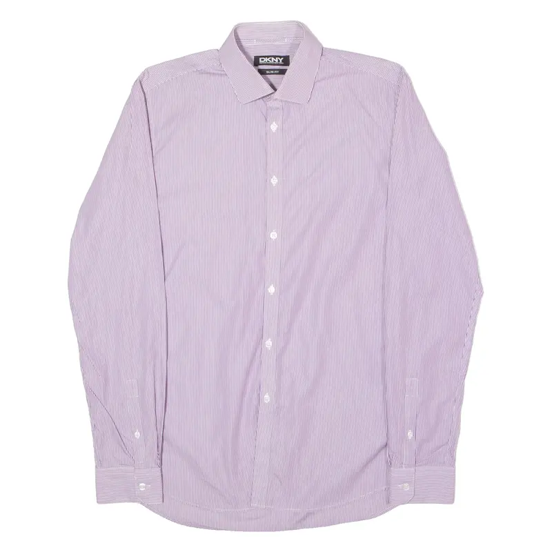 Dkny Slim Fit Mens Shirt Purple Striped Long Sleeve M 1