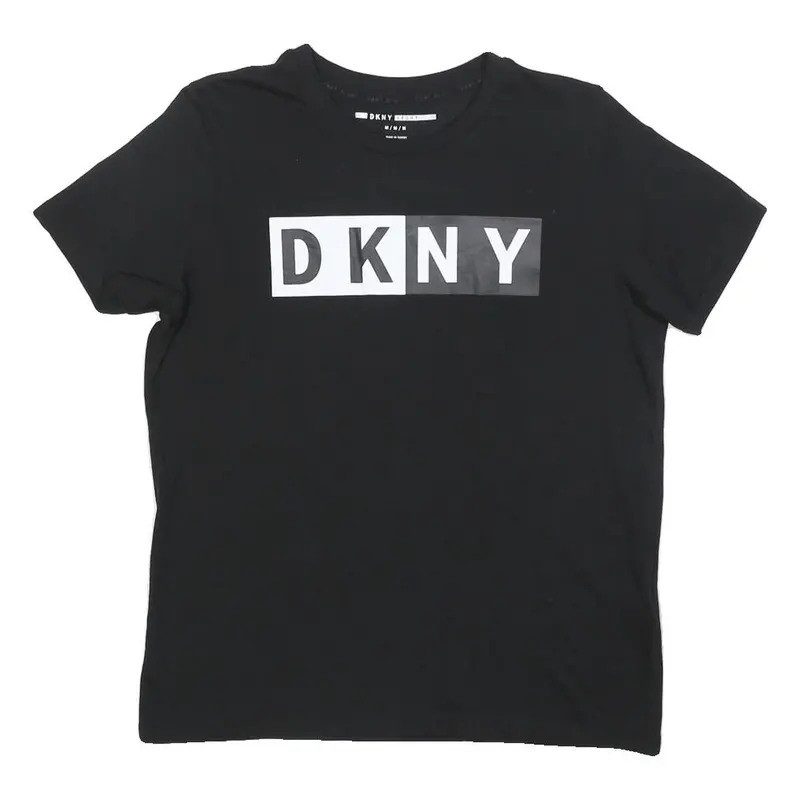 Dkny Womens Black Graphic T-Shirt M Short Sleeve Crew Neck Logo Print 1