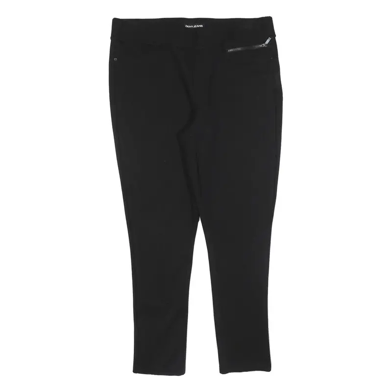 Dkny Womens Black Joggers L W32 L26 Zip Pocket Slim Straight Leg 1