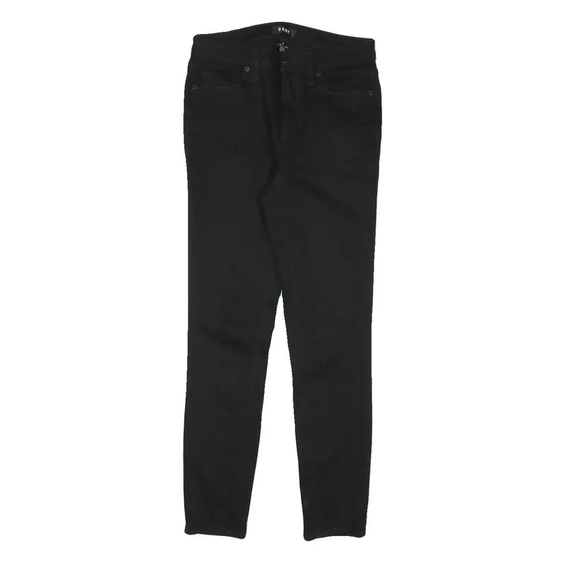 Dkny Womens Black Slim Skinny Denim Medium Woven W27 L27 Cotton Blend Jeans Zip 1