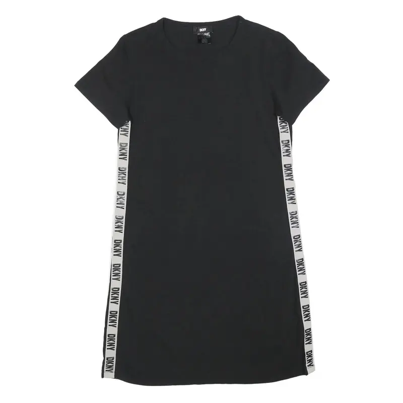 Dkny Womens Black & White Casual Cotton Blend T-Shirt Dress Short Sleeve M 1