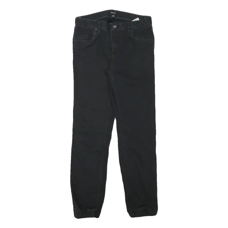 Dkny Womens Cotton Blend Black Slim Tapered Trousers W28 L27 Stylish Casual Zip 1
