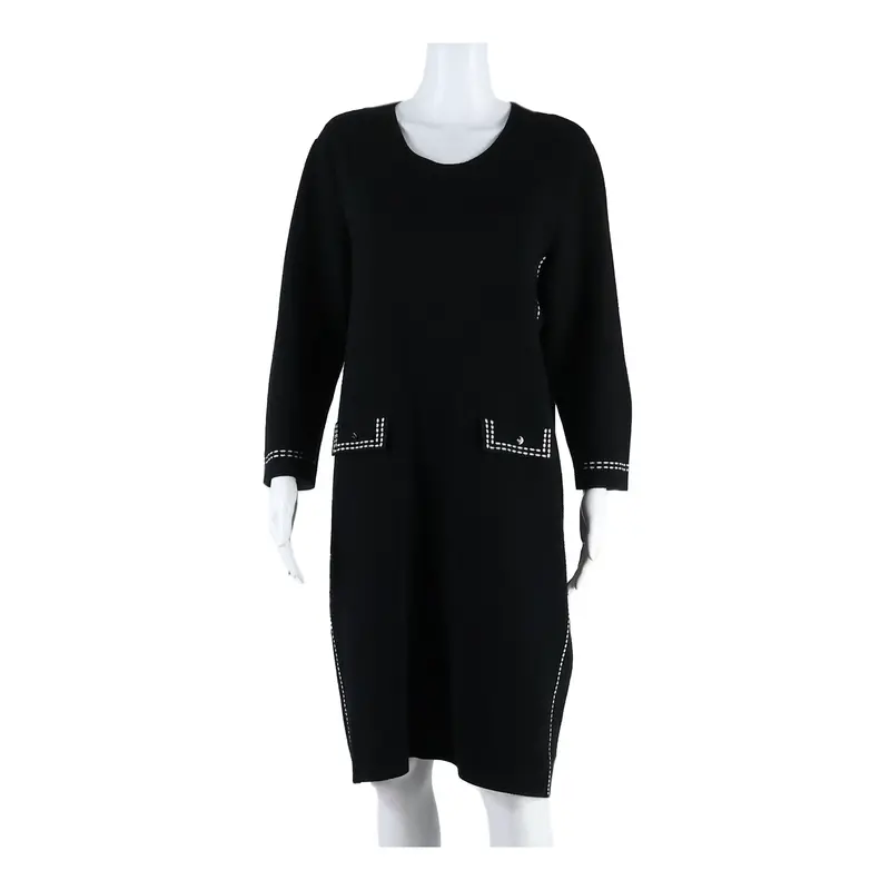 Dkny Womens Fit & Flare Dress Black Midi Xl 1
