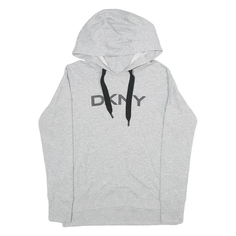 Dkny Womens Grey Hoodie S Cotton Blend Pullover Hooded Sweatshirt 1