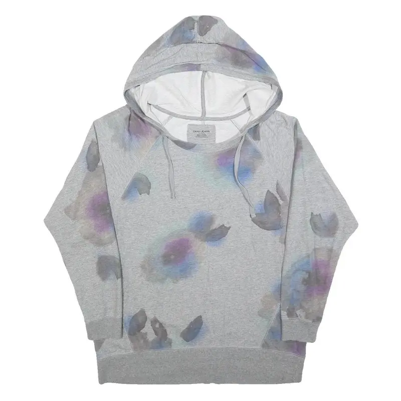 Dkny Womens Grey Multicolour Pattern Pullover Hoodie Xl Casual Sweatshirt 1