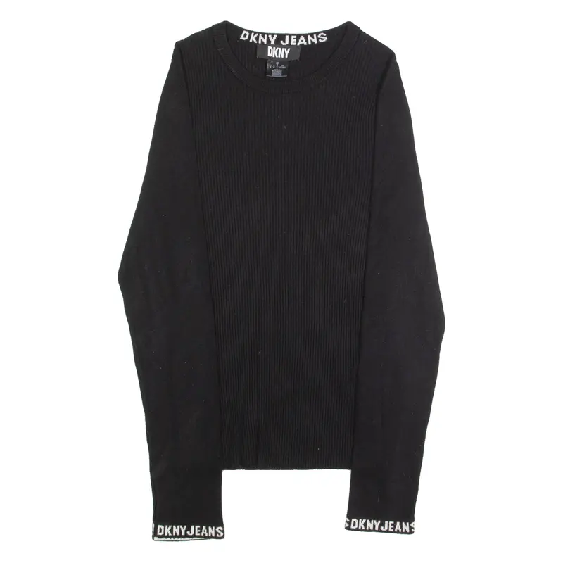 Dkny Womens Jumper Black Tight Knit M 1