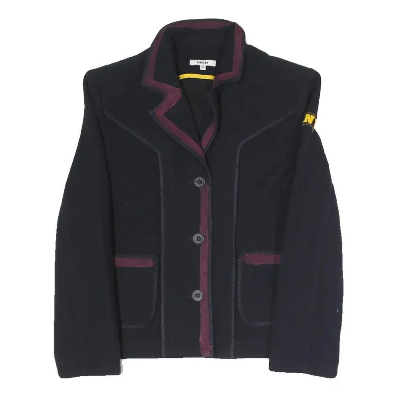 Dkny Womens Navy & Burgundy Jacket Uk 10 Polyester Blend Button Closure Classic 1