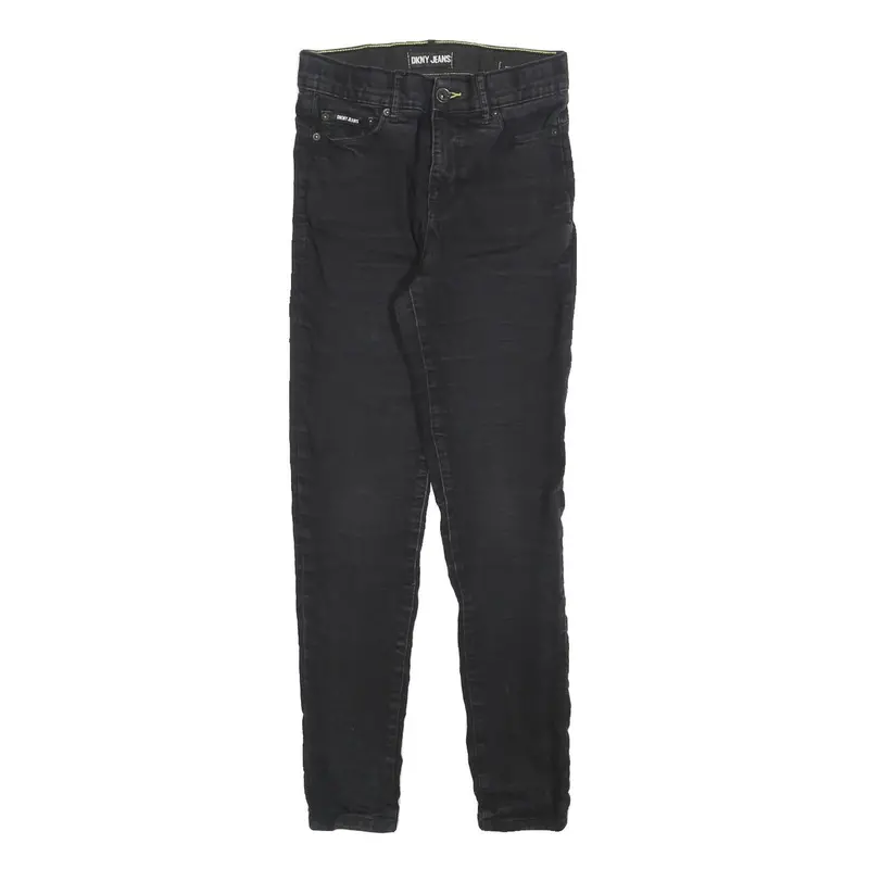 Dkny Womens Slim Black Denim Jeans Cotton Blend W26 L28 Stylish Zip Closure 1