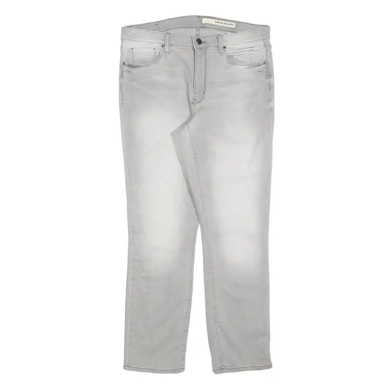 Dkny Womens Slim Grey Denim Jeans Cotton Blend W32 L27 Light Wash Zip 1