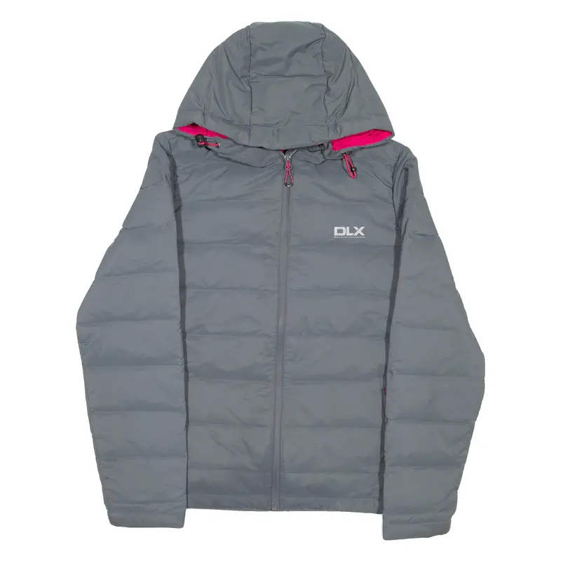 Dlx Womens Puffer Jacket Grey Hooded Uk 10 1