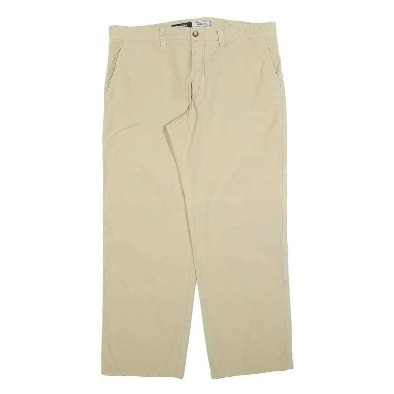 Dockers Mens Beige Cotton Blend Regular Fit Straight Trousers W38 L32 Classic 1