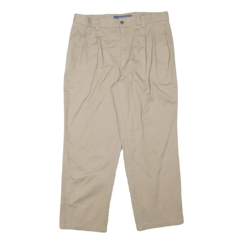 Dockers Mens Beige Cotton Blend Relaxed Straight Trousers W36 L29 Casual 1