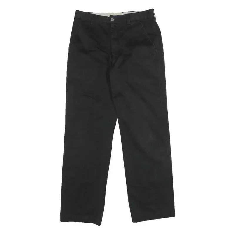 Dockers Mens Black Regular Fit Straight Leg Trousers W30 L31 Cotton Blend Zip 1