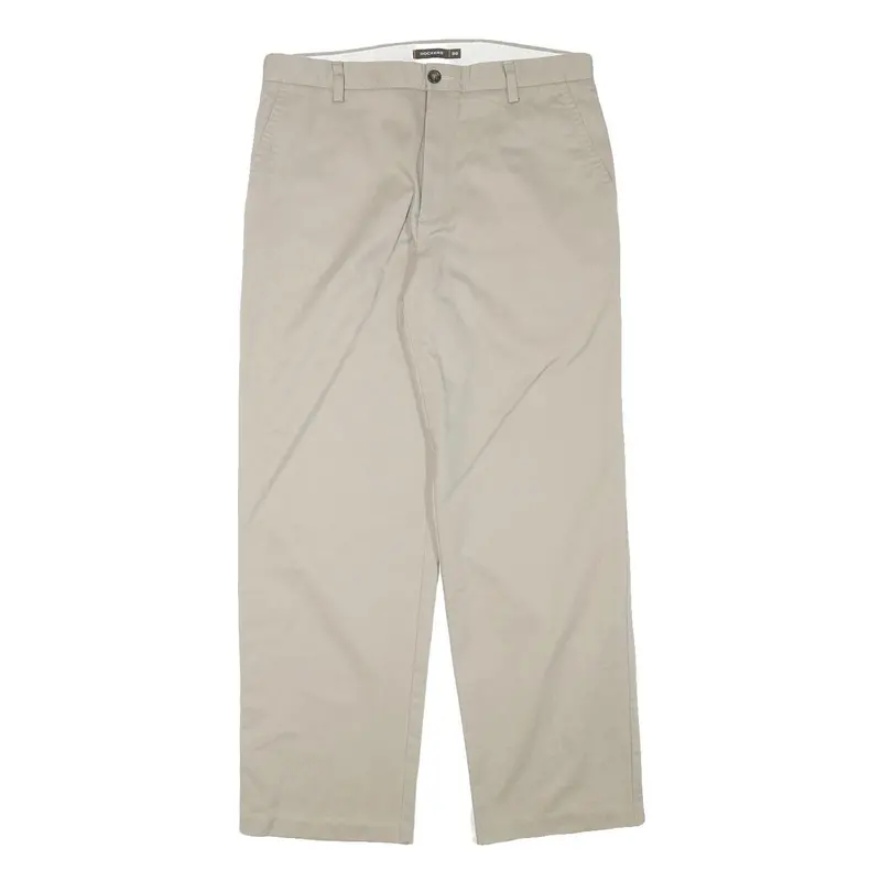 Dockers Mens Cotton Blend Beige Regular Fit Straight Leg Trousers W33 L29 1