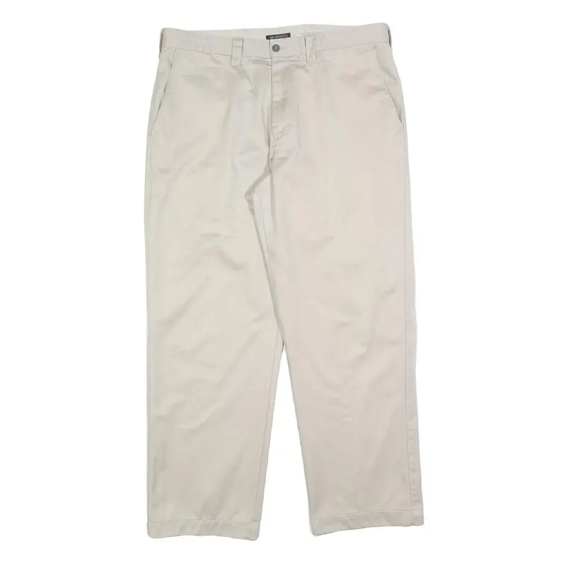 Dockers Mens Cotton Blend Beige Regular Straight Trousers W36 L30 Classic Zip 1