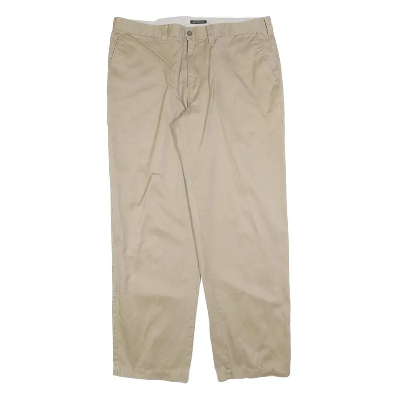 Dockers Mens Cotton Blend Beige Regular Straight Trousers W40 L34 Casual Comfort 1