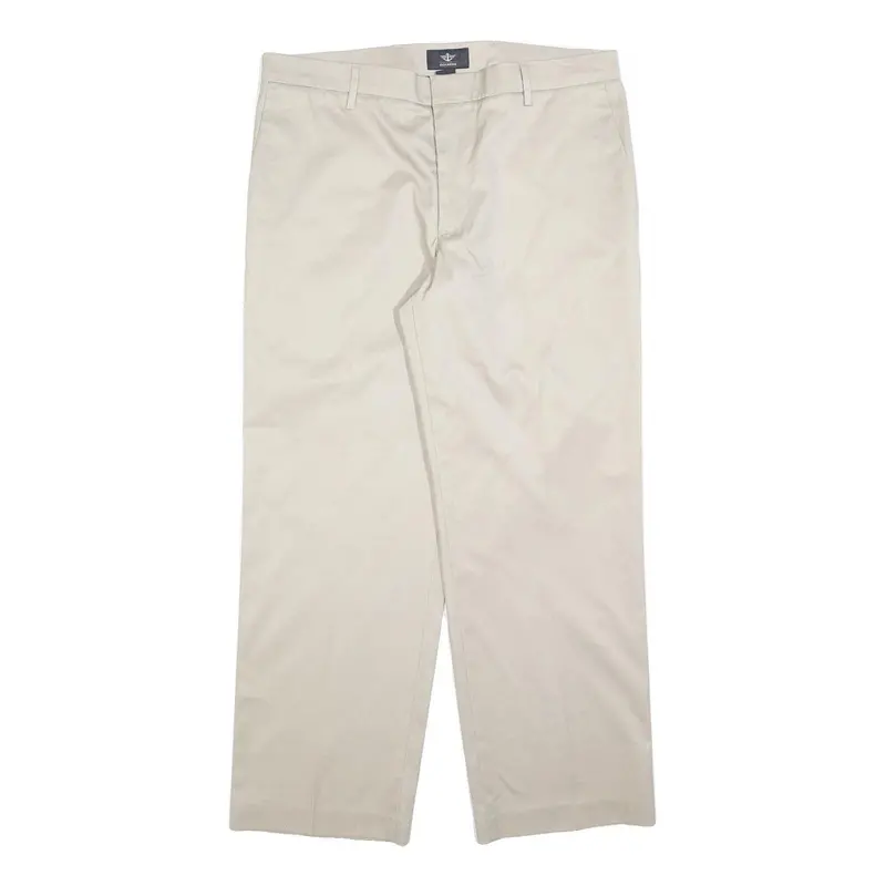 Dockers Mens Cotton Blend Beige Relaxed Straight Trousers W36 L29 Classic Fit 1